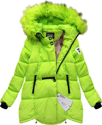 PIKOWANA KURTKA Z KAPTUREM LIMONKOWA (W801)