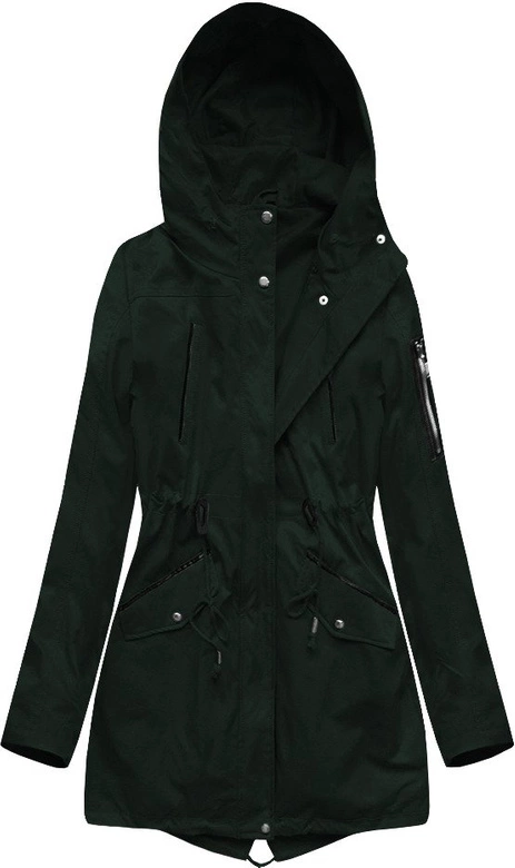 ZIMOWA DAMSKA PARKA Z PODPINKĄ CIEMNOZIELONA (B2635)