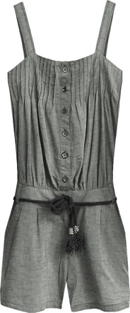 KRÓTKI KOMBINEZON Z LNU I BAWEŁNY SZARY (423ART)