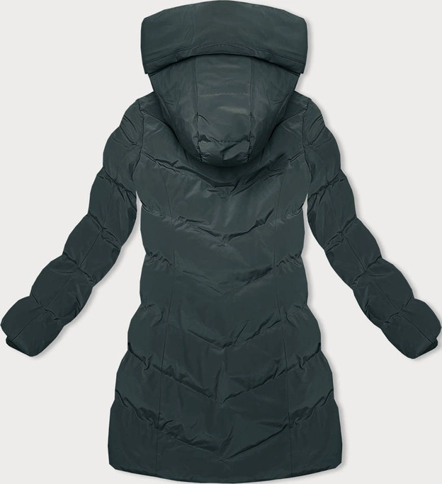 Zimowa kurtka z kapturem ciemnozielona (2M-023)