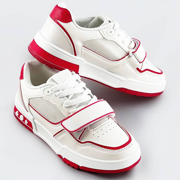Damskie adidasy dwukolorowe biało-czerwone (ad-585)