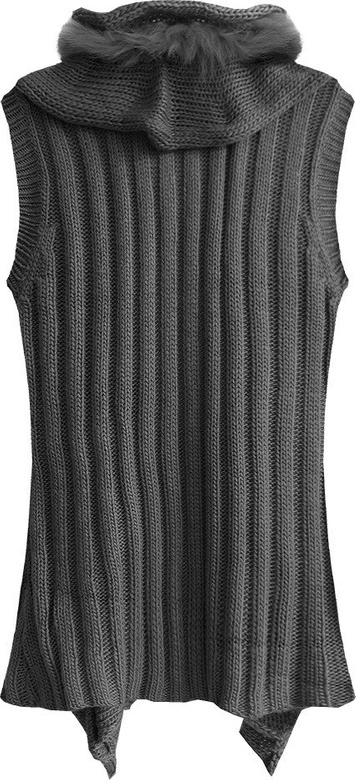 SWETERKOWA KAMIZELKA O GRUBYM SPLOCIE SZARA (1611)