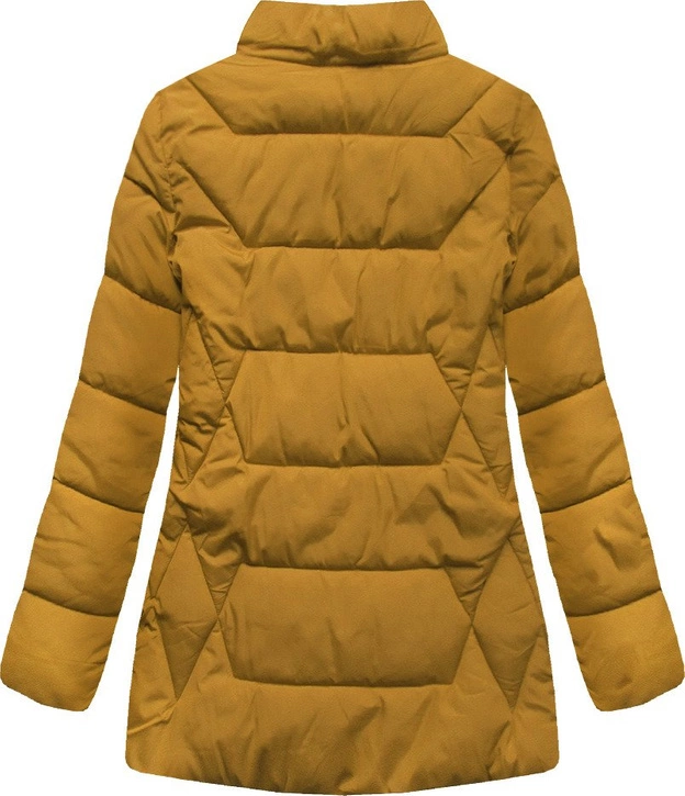 ZIMOWA PIKOWANA KURTKA DAMSKA Z KAPTUREM ŻÓŁTA (B9901)