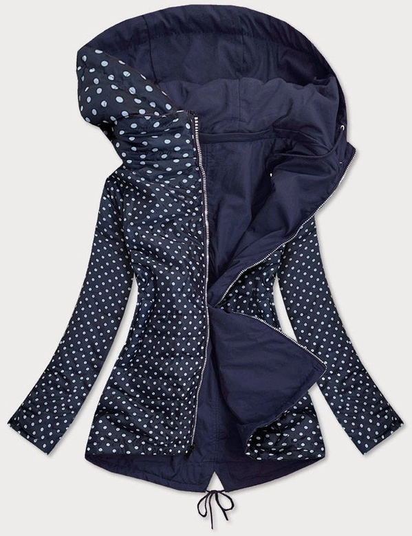 DWUSTRONNA KURTKA DAMSKA GROSZKI GRANATOWA (MM70)