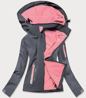DAMSKA KURTKA TREKKINGOWA GRAFIT-RÓŻ (HH029)