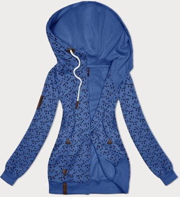 Sportowa bluza z kapturem w jaskółki niebieska (2309)