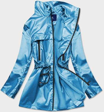 Cienka kurtka damska ze stójką niebieska (ag5-017)