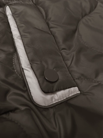 Krótki bezrękawnik damski z odpinanym kapturem BH Forever khaki (BH-2414)