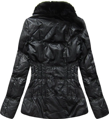 KURTKA Z EKOSKÓRY Z KAPTUREM CZARNA (1997/1)