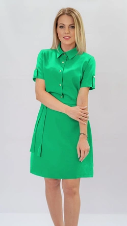 SUKIENKA Z KOŁNIERZYKIEM TYPU SZMIZJERKA ZIELONA (431ART)