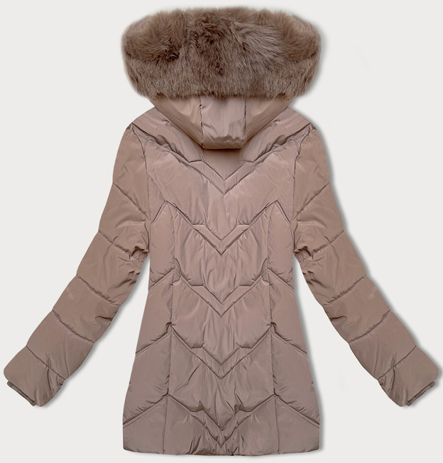 Kurtka zimowa damska plus size z kapturem S'west kakao (B8300-48)