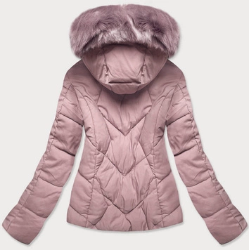 DAMSKA KRÓTKA KURTKA ZIMOWA Z KAPTUREM JASNORÓŻOWA (H1021-52)