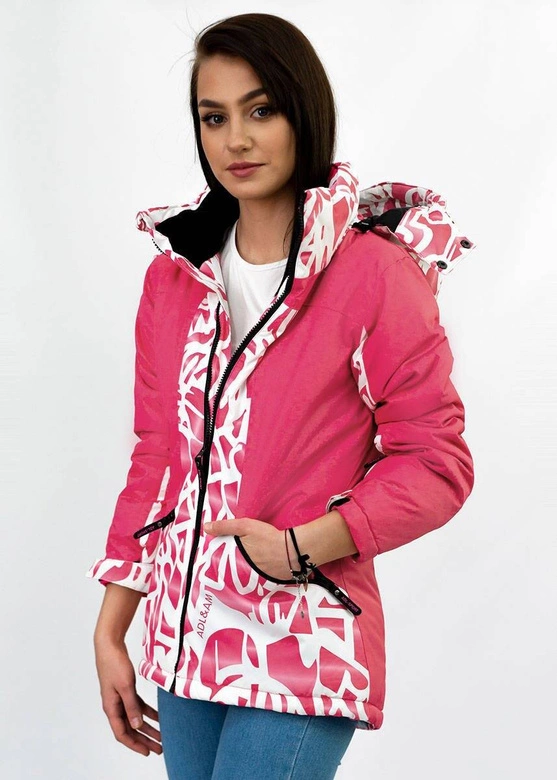 Damska kurtka zimowa narciarska z membraną różowa (w187)