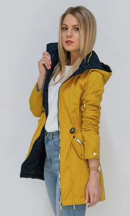 DWUSTRONNA PARKA Z KAPTUREM ŻÓŁTO-GRANATOWA (W306)