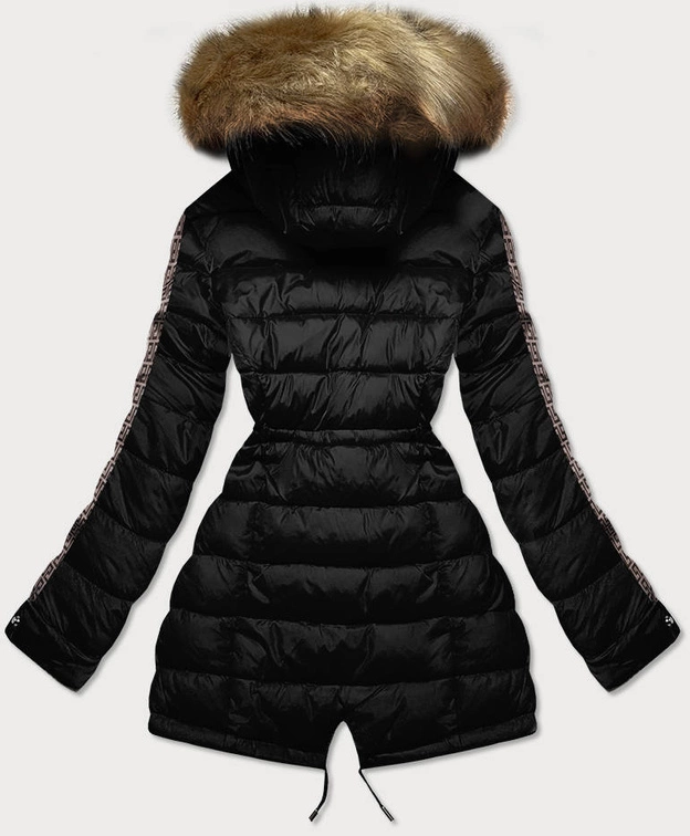 Dwustronna damska kurtka zimowa czarno-brązowa (mhm-w556)