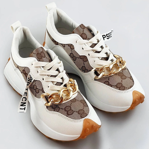 Buty sportowe z łańcuchem białe (n-205)