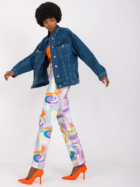 Luźna kurtka damska jeansowa ciemnoniebieska (CKT-02)