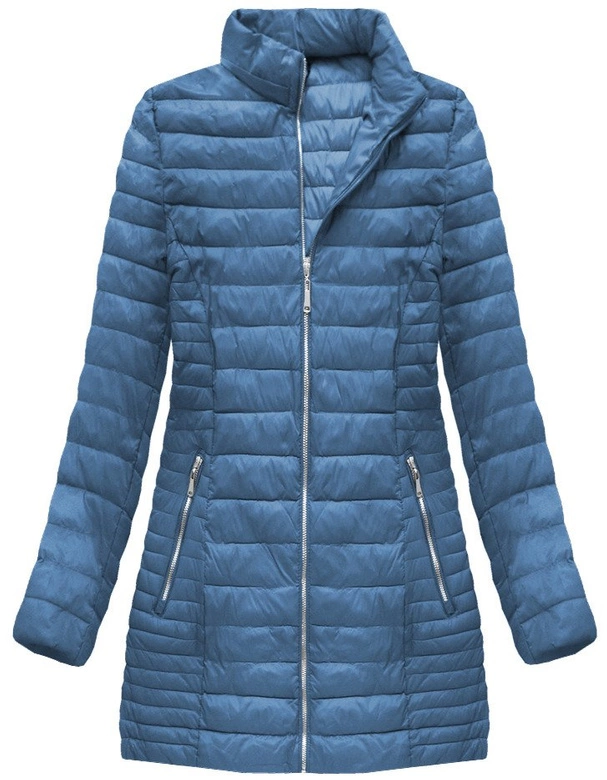 PIKOWANA KURTKA Z KAPTUREM NIEBIESKA (B1070-30)