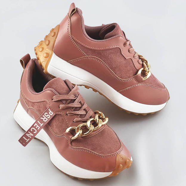 Buty sportowe z łańcuchem różowe (n-206)
