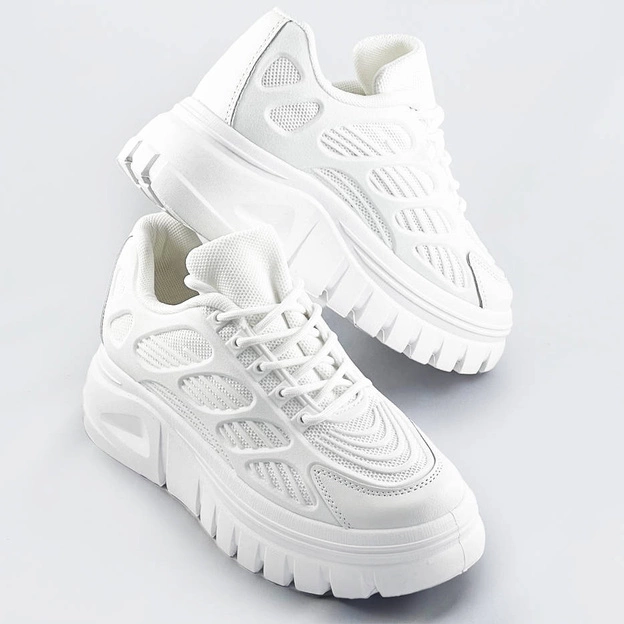 SPORTOWE BUTY DAMSKIE NA PLATFORMIE BIAŁE (S222)