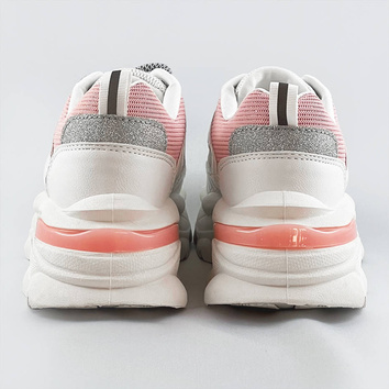 Sznurowane buty sportowe damskie biało-różowe (lu-3)