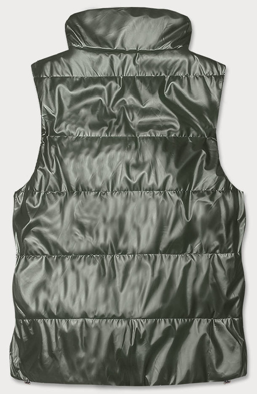 Krótka kamizelka ze stójką damska khaki (B8152-11)