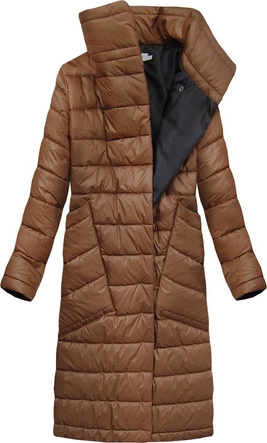 DŁUGA KURTKA DAMSKA PRZEJŚCIOWA BRĄZOWA (2020)