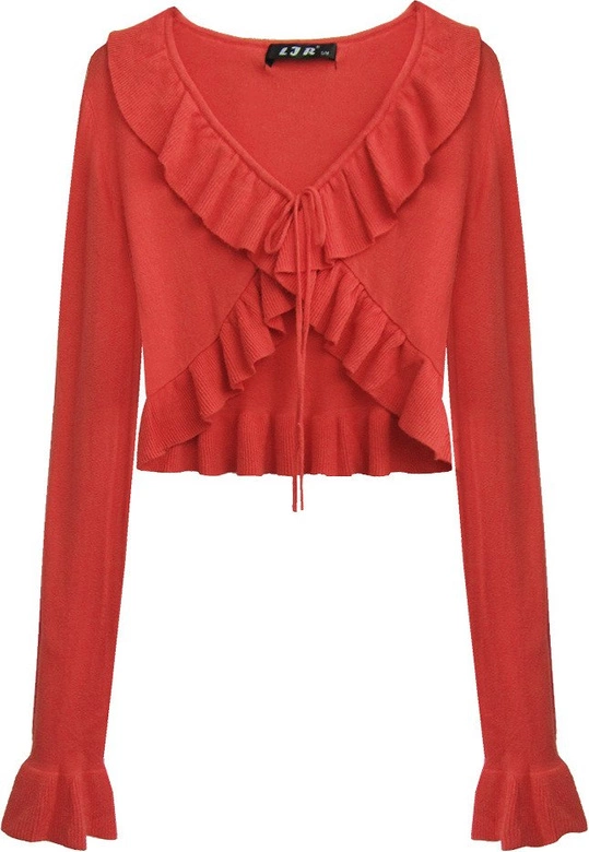 KRÓTKI WIĄZANY SWETEREK KORALOWY (1578)