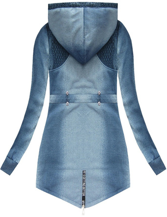 BLUZA Z KORONKĄ I KAPTUREM NIEBIESKA 1/2 (MODEL2)