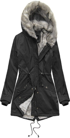 DAMSKA PARKA ZIMOWA NA FUTERKU CZARNA (B508)