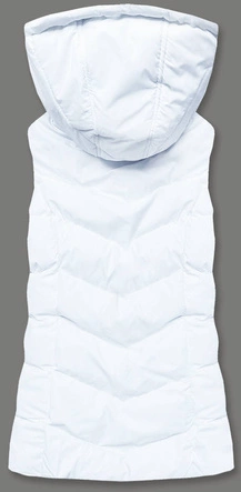 Puchowa kamizelka damska z kapturem biała (5M720-281)