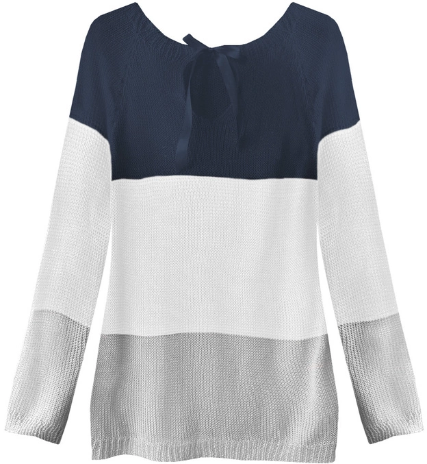 SWETER Z KOKARDĄ NA PLECACH GRANATOWO-BIAŁY (237ART)
