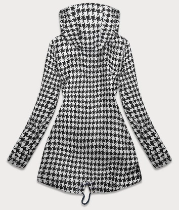 DWUSTRONNA PARKA DAMSKA Z KAPTUREM GRANATOWA W KROPKI (W354-1BIG)