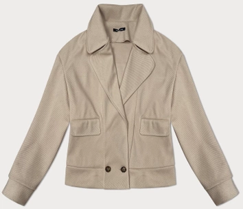 Luźna kurtka w prążki z kołnierzem beżowa (244003)