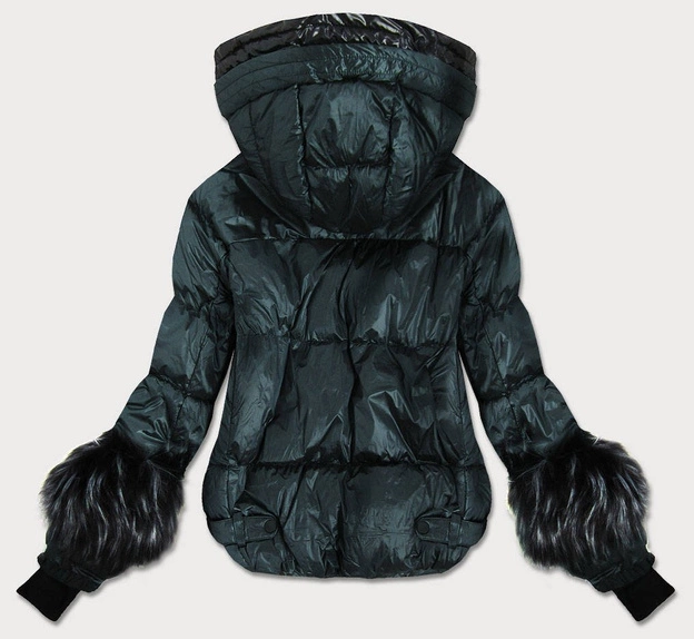 KRÓTKA KURTKA Z KAPTUREM ZIELONA (J9-004)