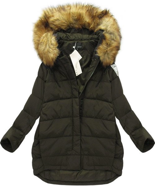 KURTKA Z PUCHEM NATURALNYM KHAKI (8062)
