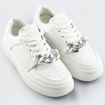 Sportowe buty z łańcuchem damskie białe (b-545)