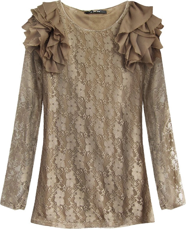 KORONKOWA BLUZKA W KWIATY CAPPUCCINO (3660)