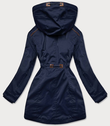 ZIMOWA PARKA DAMSKA Z WSTAWKAMI Z EKOSKÓRY GRANATOWA (M-21A93)
