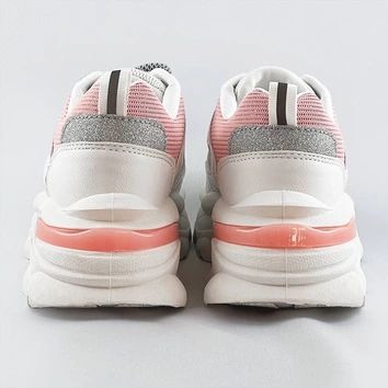 Sznurowane buty sportowe damskie biało-różowe (lu-3)