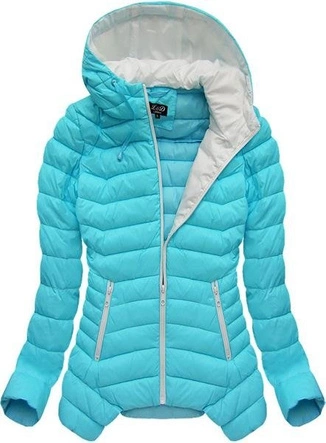 KURTKA PIKOWANA Z KAPTUREM CYJAN (7133)