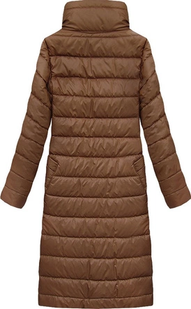 DŁUGA KURTKA DAMSKA PRZEJŚCIOWA BRĄZOWA (2020)