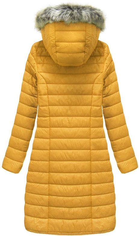 DŁUGA PIKOWANA KURTKA ŻÓŁTA (80930)