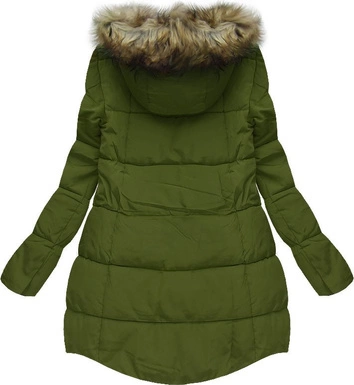 PIKOWANA KURTKA Z KAPTUREM ZIELONA (W803)