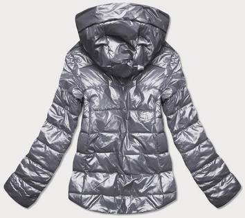 Metaliczna kurtka z kolorową podszewką srebrna (w708)
