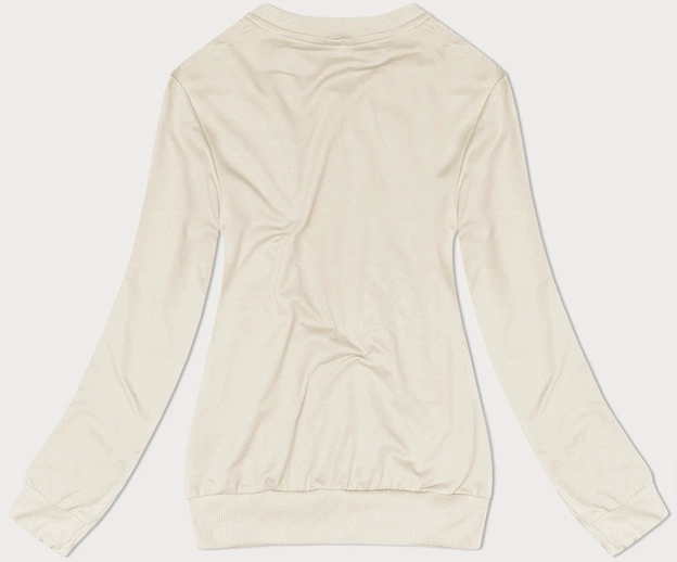 Cienka bluza dresowa damska ze ściągaczami ecru (68W05-67+132)