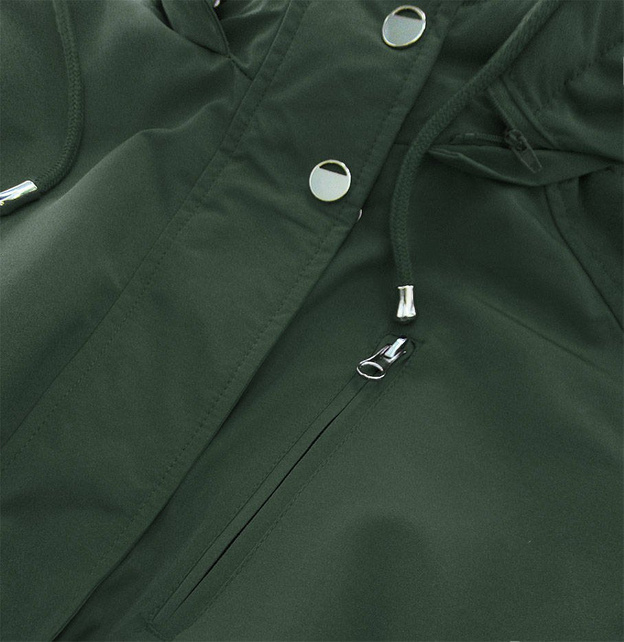 DWUSTRONNA KURTKA PARKA DAMSKA KHAKI/KROPKI (W662)