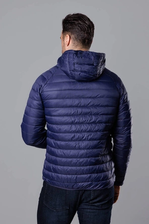 Pikowana kurtka męska z kapturem granatowa (HM112-4)