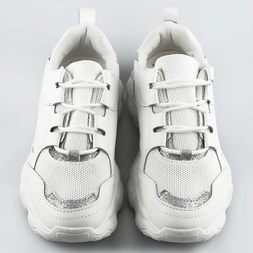 Sznurowane sneakersy damskie białe (172)