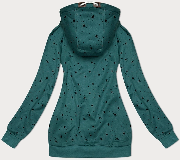 Damska bluza z kapturem gwiazdki zielona (2305)